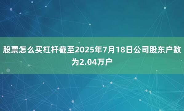 股票怎么买杠杆截至2025年7月18日公司股东户数为2.04万户